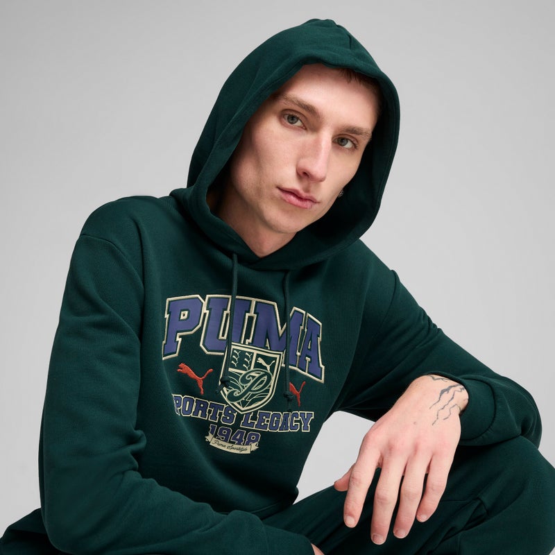 PUMA SPORTS LEGACY Graphic Mens Green Hoodie - Image 2